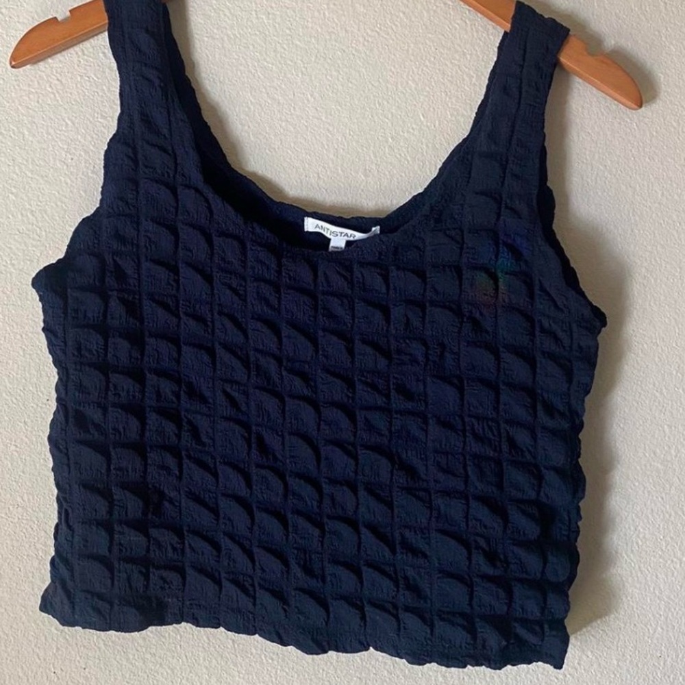 Anthropologie Black Textured Tank Top